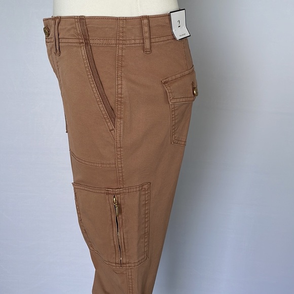 NWT  WHBM MidRise Utility Slim Crop Pants Tan 2R - Picture 13 of 16